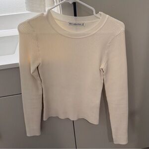 Abercrombie & Fitch Long Sleeve Ottoman Crew Top Cream XS